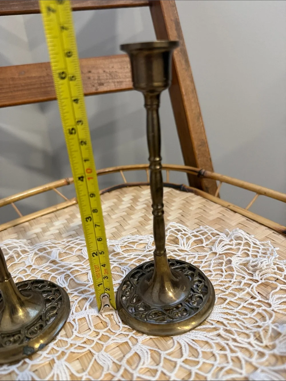 Vintage Brass Candlestick Holders Set of 3 Openwork Brass Traditional Decor